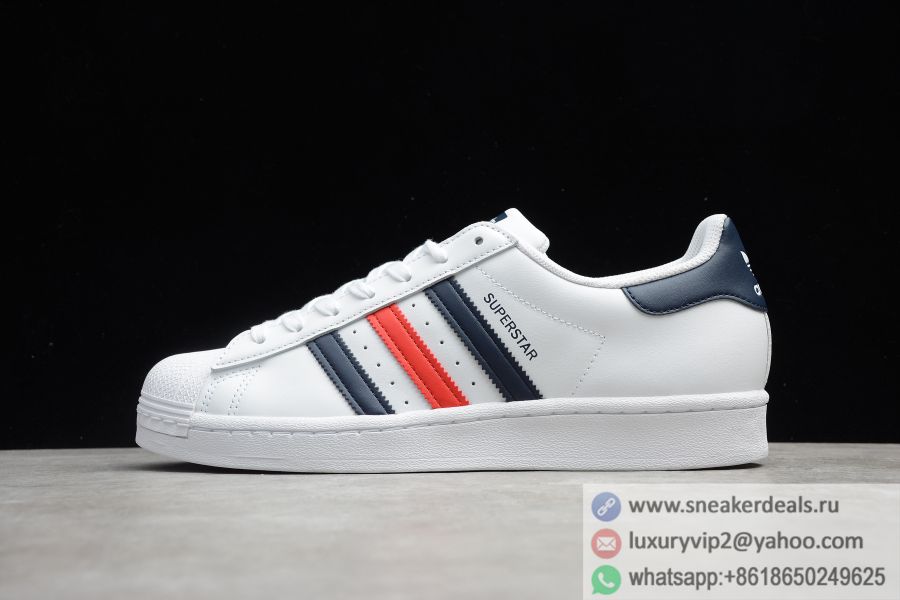 Adidas Superstar Cloud White Navy Blue Red FX2823 Unisex Shoes